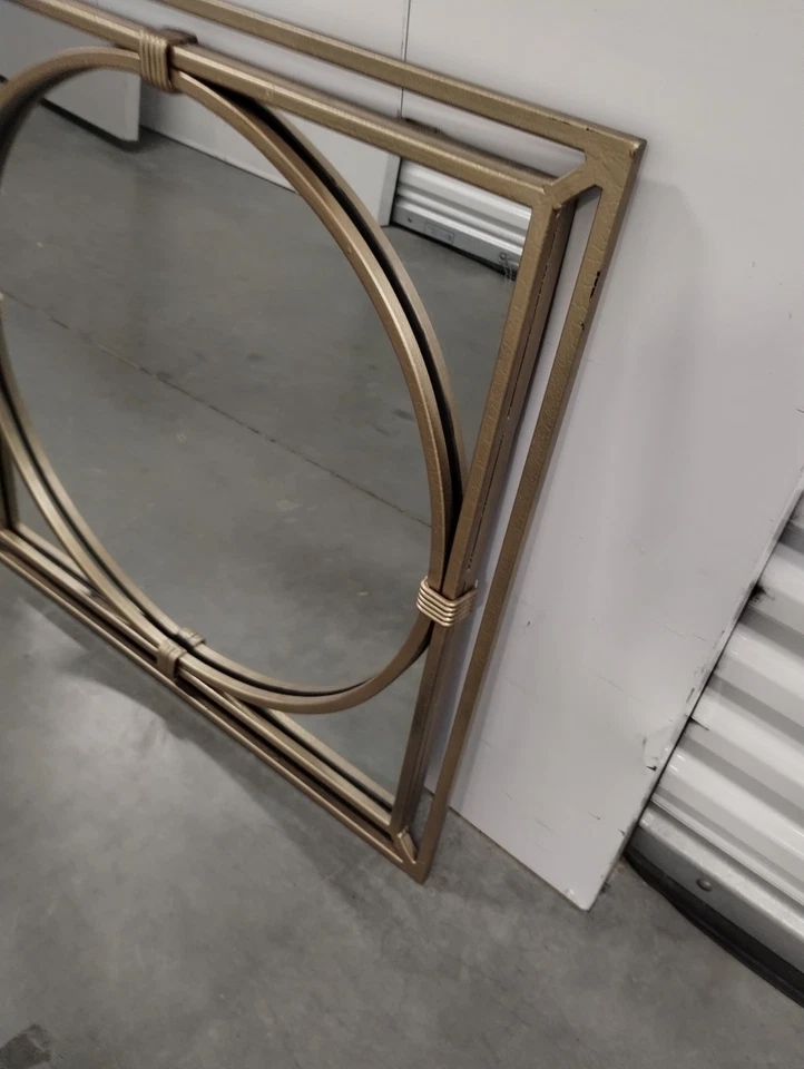 Large Circle in Square Wall Mirror Gold Bulls Eye Classic Minimalist 27.5 X 27.5 - Image 3 of 4