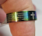 New Unisex Lords Prayer Stainless Steel Ring Rainbow Color Spanish Padre Nuestro — photo 3