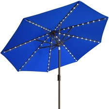 USA 10-Year-Non-Fading Solar 9ft Market Umbrella with 80 LED Lights Patio Umb...