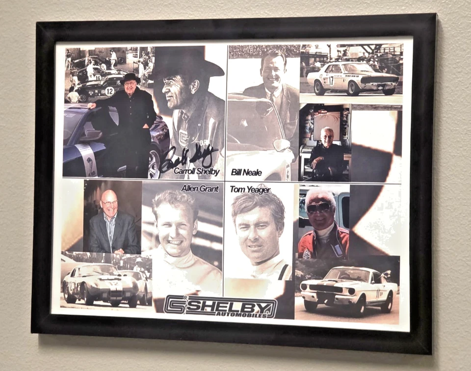 Framed Carroll Shelby Signed ft Allen Grant Tom Yeager Bill Neale Reprint 8.5x11 - Image 3 of 3