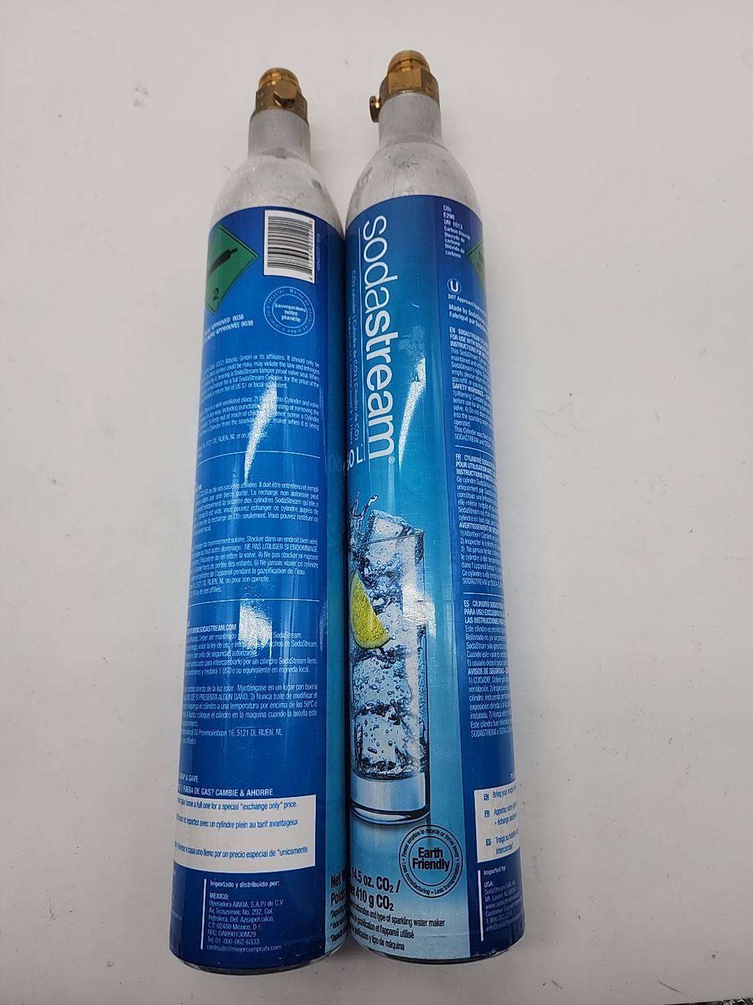 LOT 2 EMPTY SodaStream CO2 Cylinder Replacement Canisters 60L 14.5oz Containers
