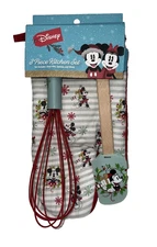 Disney-Mickey Mouse 3 Piece Kitchen Set Oven Mitt, Spatula, Whisk - New Disney