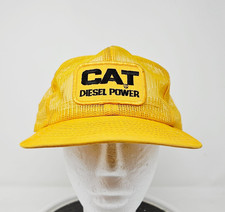 Louisville MFG Vintage CAT Diesel Power Yellow Full Mesh Trucker Cap Made in USA