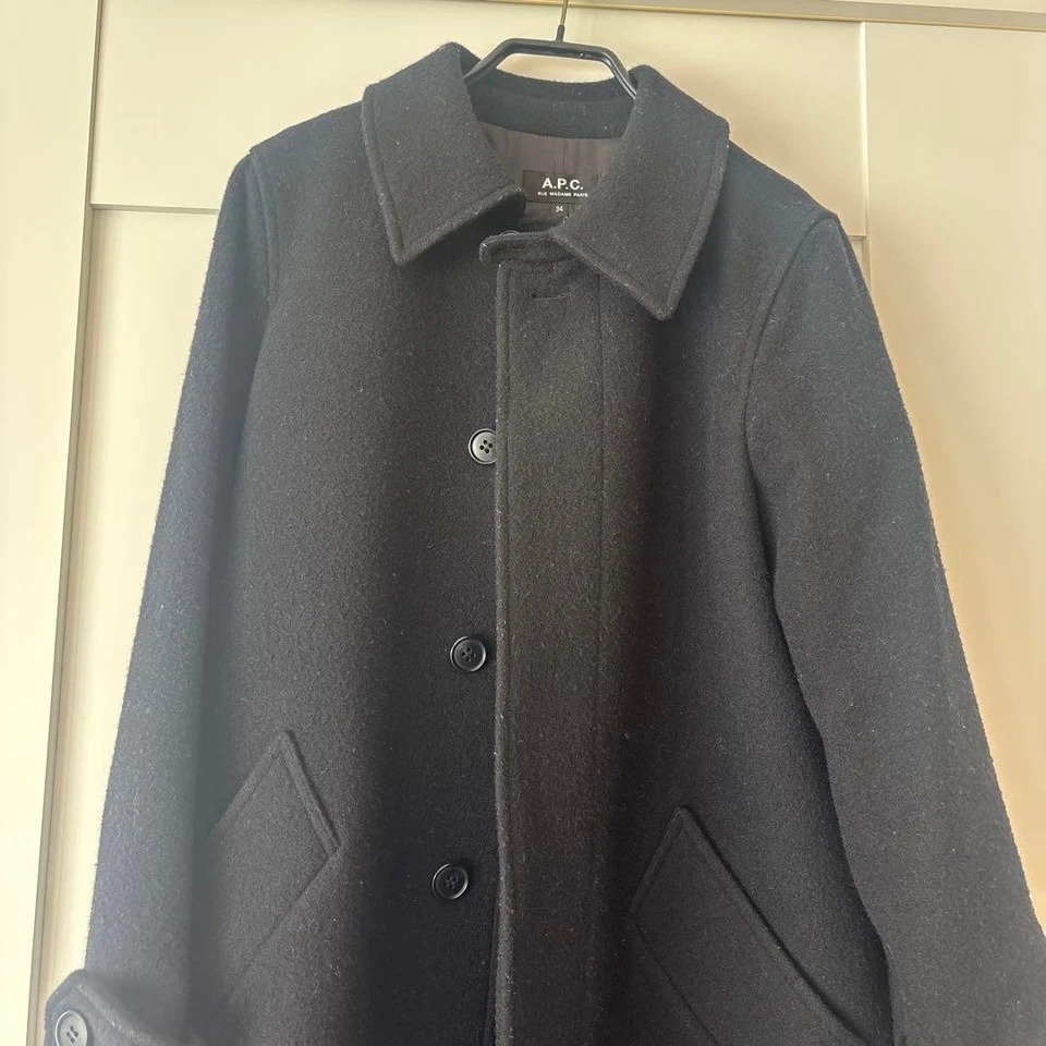 A.P.C. Wool Coat S Black Vintage Classic Outerwear Excellent Condition - Image 2 of 4