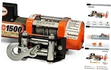  Electric Winch 110/120V AC with Remote, Hand Held Control, 1500 lb. Capacity, 