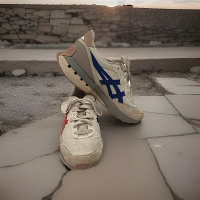 ASICS Jogger X81 White Blue Red Sneakers Men's Lace Up Low Top sz 10.5 M
