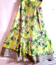 Incredible-art Vintage Silk Sari Magic Wrap Skirt Reversible Double Layer skirt,