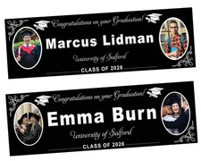 2 personalised photo school leavers banner university college graduation party
