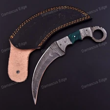 9'' Handmade Damascus Steel Hunting/Camping Sharp karambit Knife with Sheath