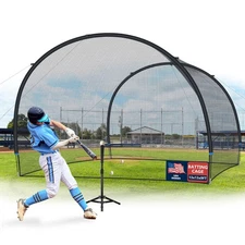 Batting Cage with Frame and Net, 13ft & 22ft Baseball Batting Cage for Backya...