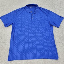 Nike Golf Dri-Fit Polo Mens XL Blue Performance Striped Embroidery Shirt