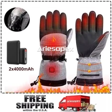Heated Gloves Electric Rechargeable Battery Hand Warm Windproof Thermal Winter