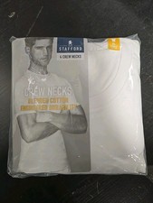 Stafford 4 Crew Necks White XL Blended Cotton