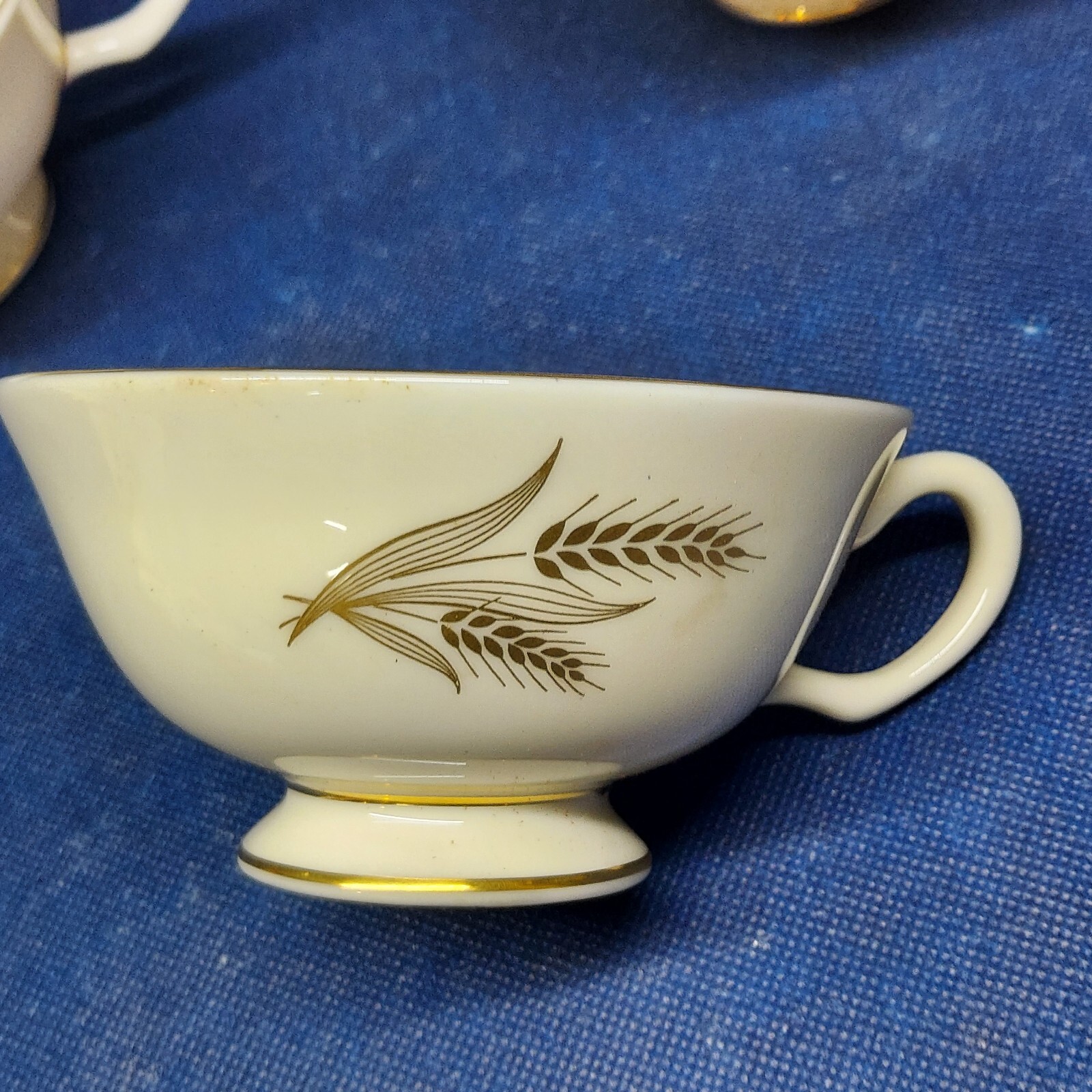 Vintage Lenox Fine China Harvest Golden Wheat Set/3 Footed Coffee/Tea