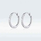 Sterling Silver 925 Solid Twisted Huggie sleeper hoop earring  6mm,8mm,10mm,12mm