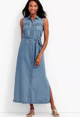 denim maxi shirt dress