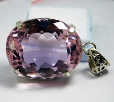 Natural 101.20 Ct Certified Brazilian Pink Kunzite Pendant Oval Cut Gemstone