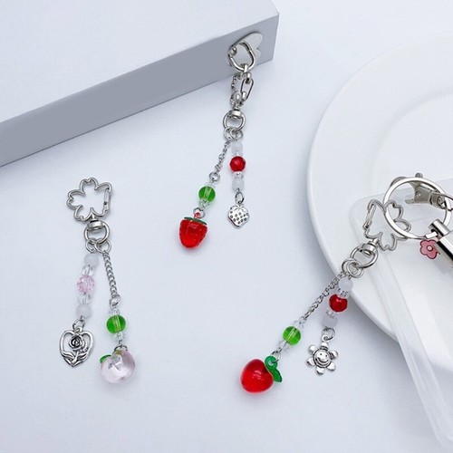 Fashion Strawberry Fruit Peach Phone Charm Straps Keys Pendants Bag Decoration - Zdjęcie 4 z 11