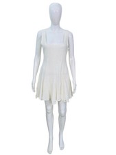 Doen Porto Women's U Neckline Sleeveless Cream Viscose Short Mini Dress Size S