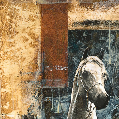 30W"x40H" ARCHITECTURAL HORSE by MARTA WILEY - STALLION COLT CHOICES of CANVAS - Picture 3 of 9