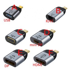 Type C Male to HDMI VGA RJ45 Mini DP USB 3.1 Video Female Converter Adapter Plug