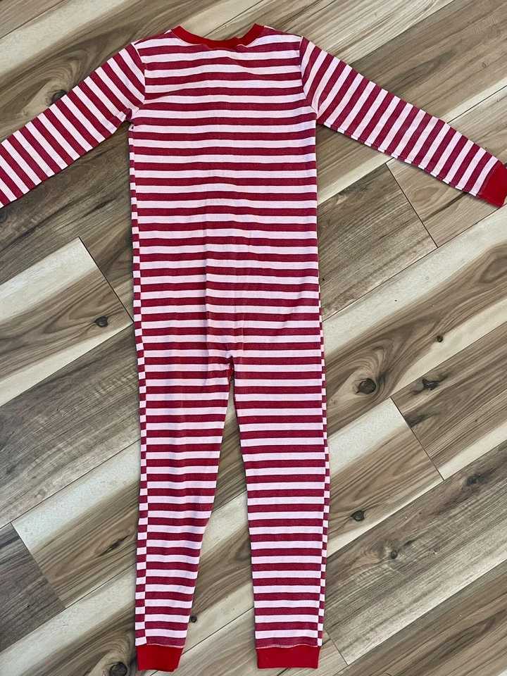 Cherokee Pajamas PJs Girls’ Boys’ L 10-12 Striped Red Pink One Piece Long Johns - Image 2 of 2