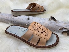 Women's Slippers Genuine Leather Open Toe Slides Size 5 6 7 8 9