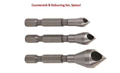 Countersink & Deburring Tool Set , Metal Plastic Wood Cutter Cutting Accessory