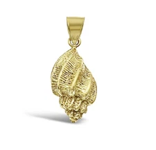 10k Yellow Gold Conch Shell Pendant Charm 1 inch