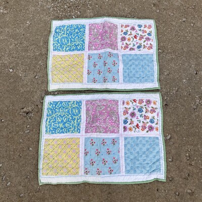 Pottery Barn Kids PBK Pillow Sham Quilted Floral Pastels Back Tie Size Standard 