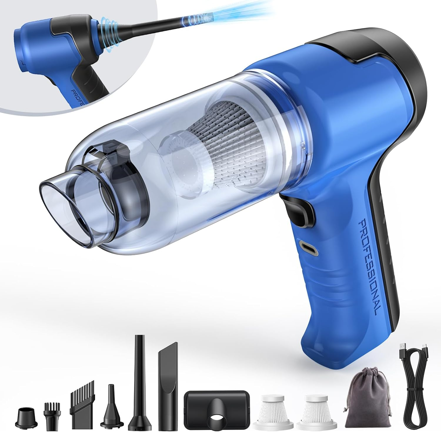 Cordless Car Vacuum Cleaner 4 in 1 Design 15000PA Powerful Suction HEPA Filter