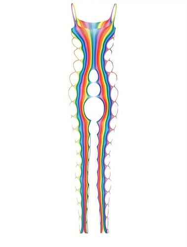 Rainbow Cut Out Side Crotchless Bodystocking, Summer Fashion, Sexy Fashion - Picture 3 of 3