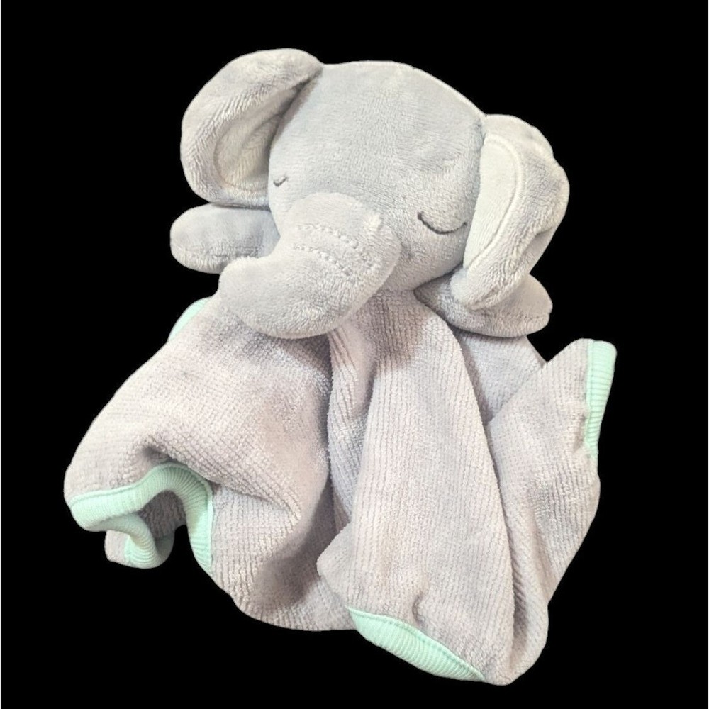 Cloud Island Baby Elephant Washcloth Lovey with Mint Trim  