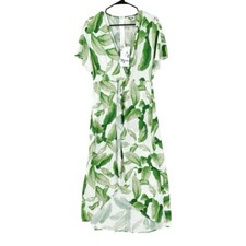 Show Me Your Mumu Short Sleeve Floral Faux Wrap Maxi Dress Green/White Size S