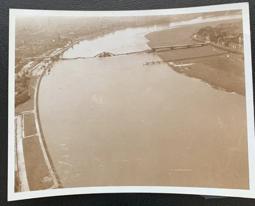1945 WW2 TROLLEY MISSION REAL SEPIA AERIAL PHOTO RIVER CROSSING BOMBED GERMANY