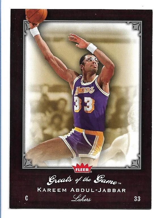 Kareem Abdul-Jabbar #37 Basketball Cards 2005 Fleer Greats of the Game trading card — raw and PSA graded price guide