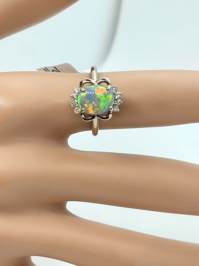 RARE HARLEQUIN PATTERN SOLID SEMI BLACK OPAL RING… - image 5