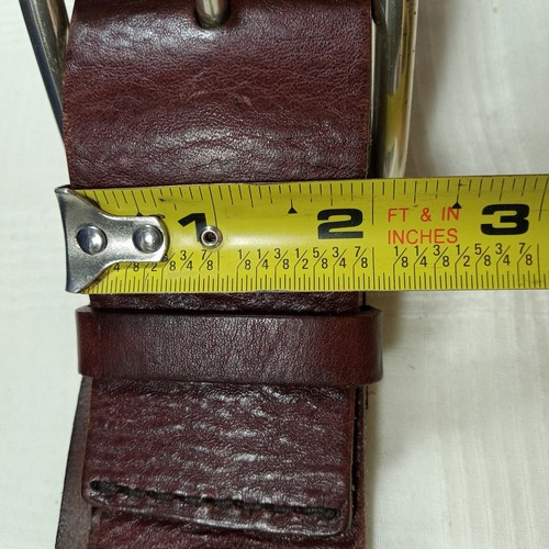 *Michael Kors* BELT MED BROWN SILVER Unisex Logo Rivets Thick Leather - Picture 14 of 15