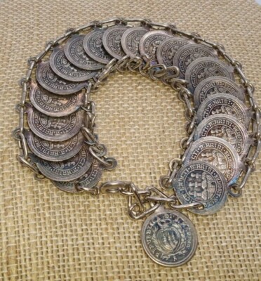 Vintage Coin Bracelet Republica DI S. Marino Libertas Souvenir Estate Toning