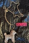 Betsey Johnson Adorable Dog Crystal Pendant Gold tone Necklace NEW NWT