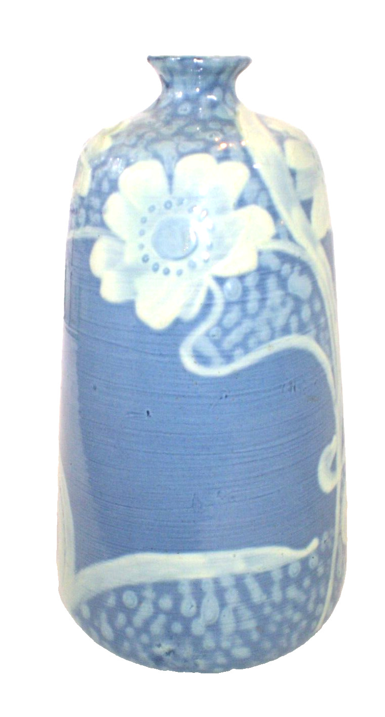 Jarrón Inglés-Antiguo-Art Nouveau-Slip-Pate Sur Pate-Firmado por Ronald Dean-1920