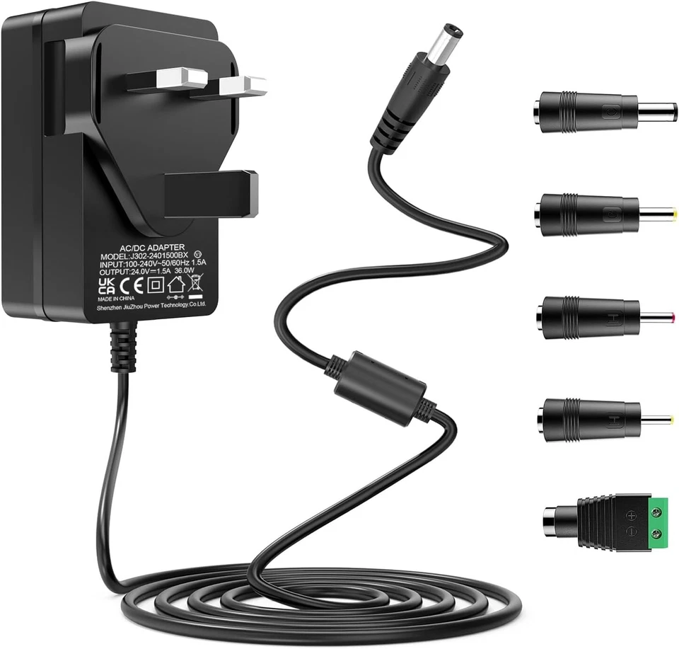 24V 1.5A Power Supply Adapter - AC to DC Converter - 5 Connectors - Universal... - Image 3 of 4