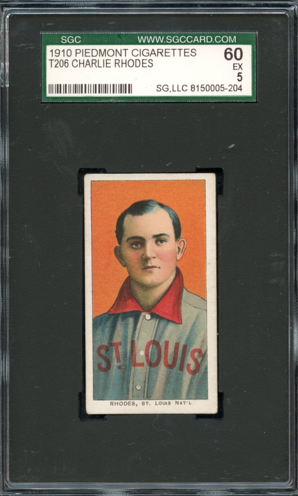 SGC BB - 1909-11 - T206 - Piedmont 350 - Charlie Rhodes - SGC 5 - EX