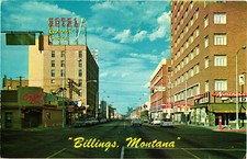 1st Avenue North Looking East Billings Montana Vintage Postcard Posted