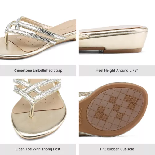 Women Rhinestone Flats Sandals Flip Flops Thong Open Toe Beach Summer Slippers - Picture 6 of 10