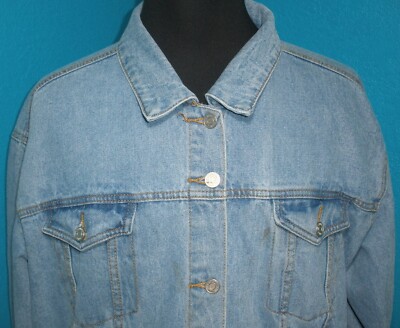 Women's 12 Vintage Miss Guided Denim Blue Jean Jacket Button Up