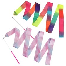 Bremorou 2 Pcs Dance Ribbons for Kids 78 Inch Sparkling Dance Ribbon Streamer...