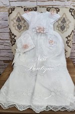 Free Shipping  Beautiful White Christening Gown, Baptism Dress Hermoso Vestido