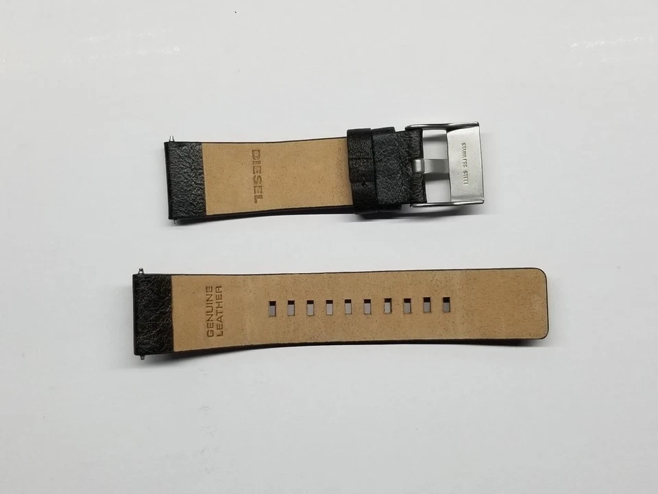 DIESEL 100% ORIGINAL 24 MM CORREA DE CUERO MARRÓN OSCURO Y PASADORES PARA RELOJ HOMBRE NUEVO Foto 2 de 4