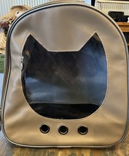 Mochila de cuero transpirable y cómoda con patrón de cara de gato gato perro para viaje